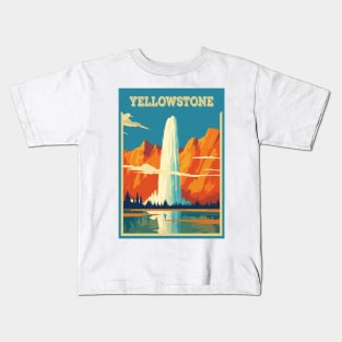 National park Yellowstone, Usa, Travel Poster Kids T-Shirt